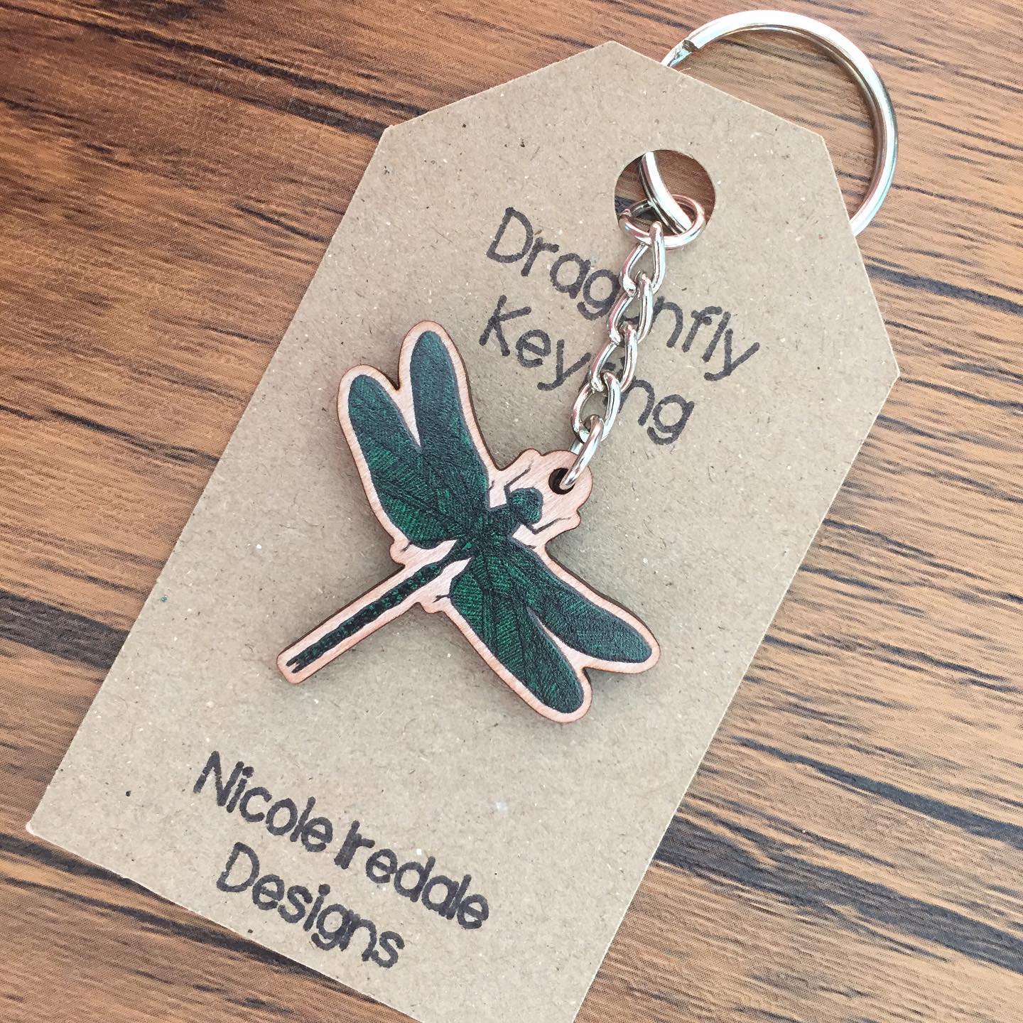 Wooden Dragonfly Keyring