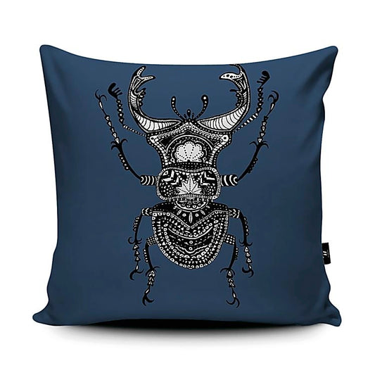 Navy Stag Beetle Cushion