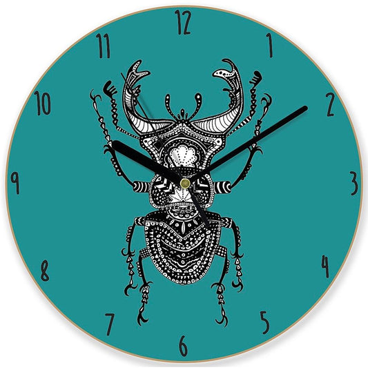 Teal Stag Beetle Clock
