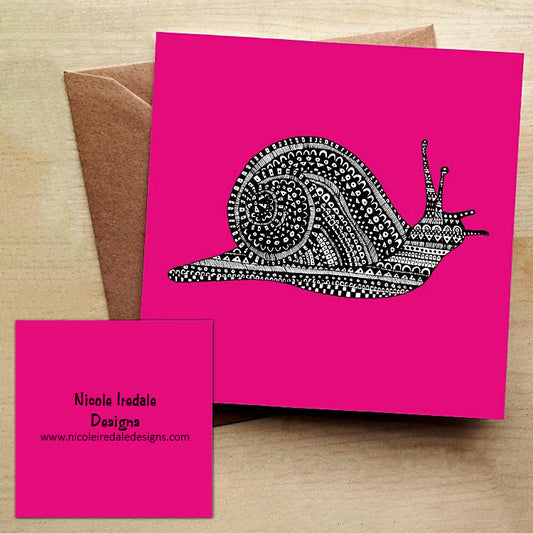 Pink Snail Greetings Card