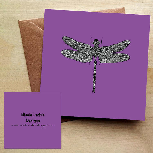 Purple Dragonfly Greetings Card