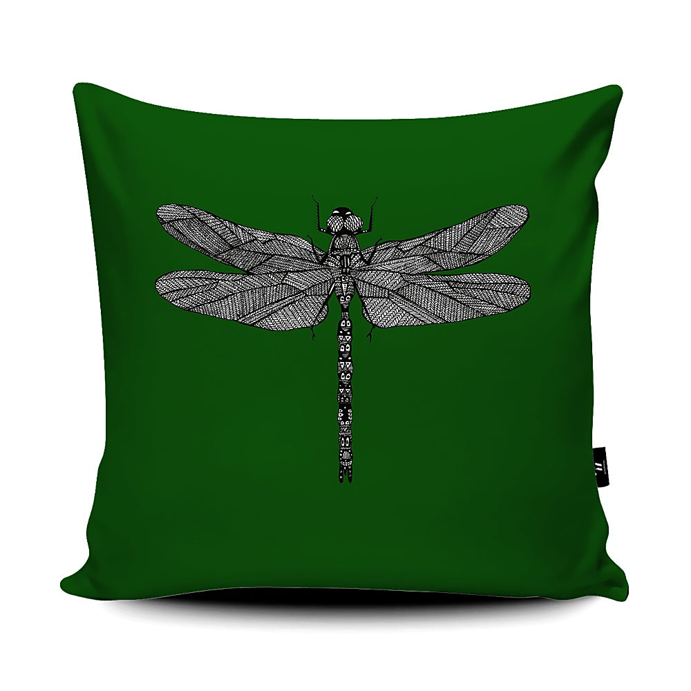 Forest Green Dragonfly Cushion