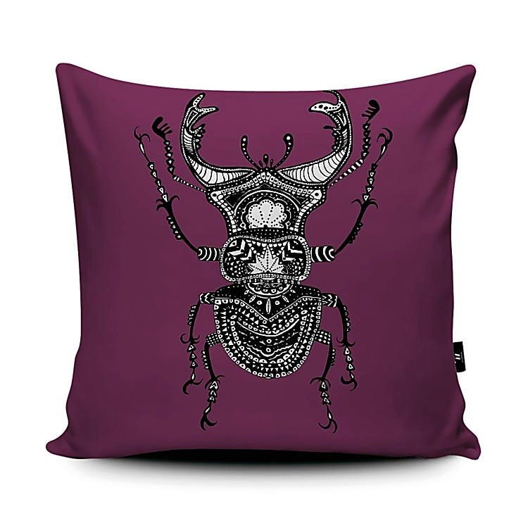 Plum Stag Beetle Cushion