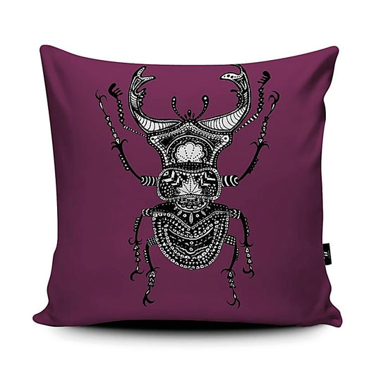 Plum Stag Beetle Cushion